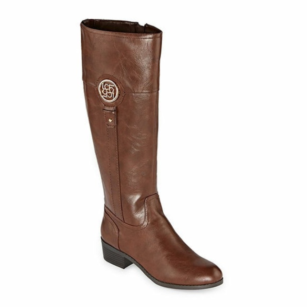 Liz Claiborne Brown Heeled Boots with Timeless Equestrian Style new condition